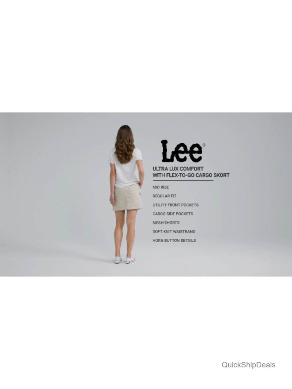 Women's Cargo Skort with Built-in Shorts, Cotton Spandex, Regular Fit, Zip - Picture 6 of 6